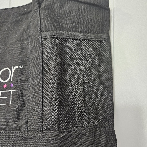 Color Street Black Canvas Tote Bag With Zipper Closure & 3 Outside Pockets - Picture 2 of 4